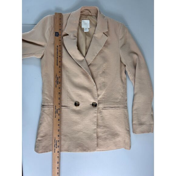 H&M Women's Tan Blazer Jacket Viscose Polyester Blend Size 3XS - Picture 10 of 12